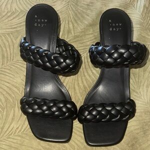 A New Day Black Braided Heeled Sandals